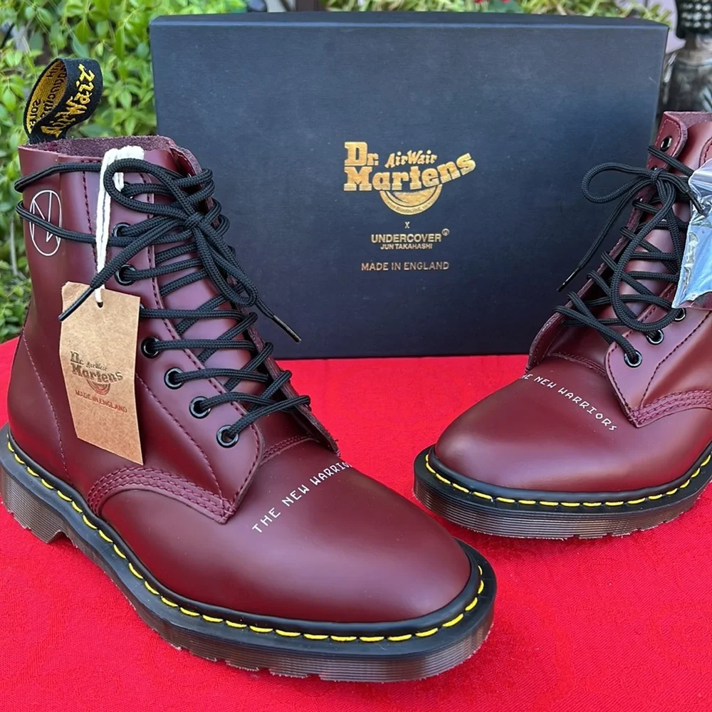 🏴󠁧󠁢󠁥󠁮󠁧󠁿 New MIE Undercover x Dr. Martens Cherry Red 1460 Boots UK 7 - Picture 4 of 17